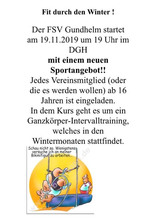 Fit durch den Winter, das Angebot des FSV Gundhelm
